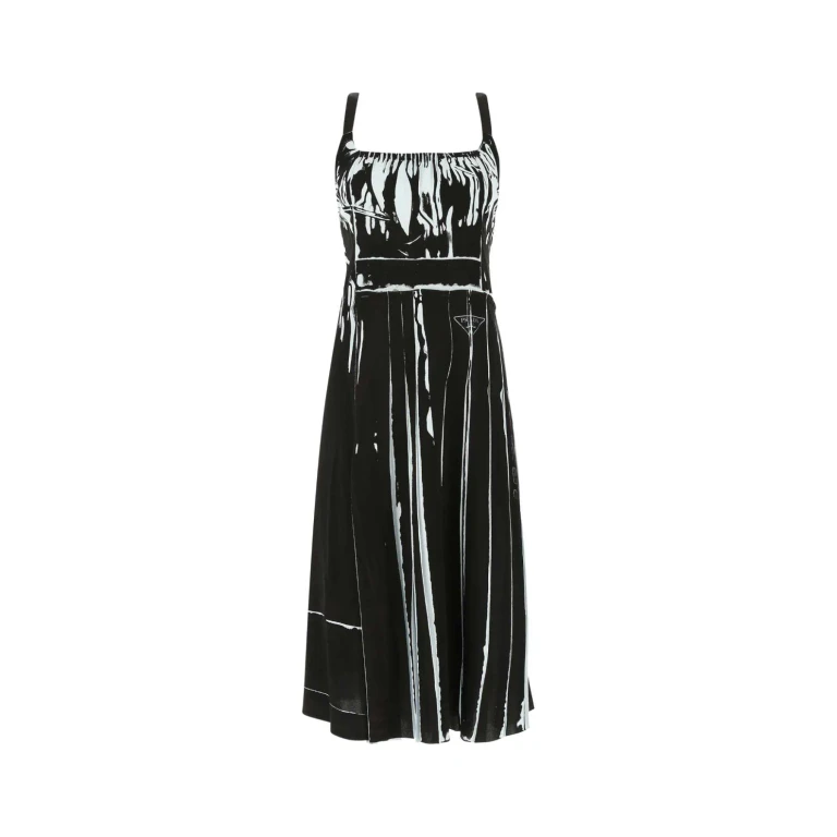 Prada Printed Stretch Viscose Dress F0eil Exterior: Viscosa Elastane Abiti - Women