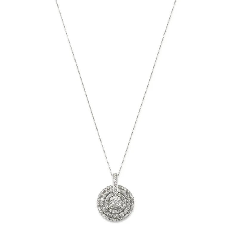 Diamond Round Cluster Pendant Necklace in 14K White Gold, 1.0 tcw