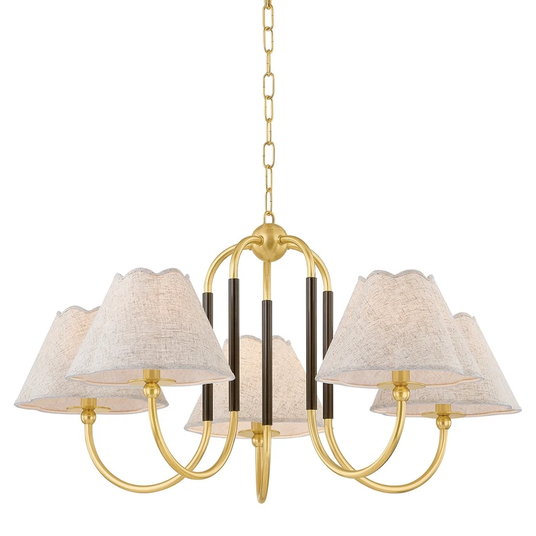 Aged Brass True Bronze Chandelier from the Janie Collection