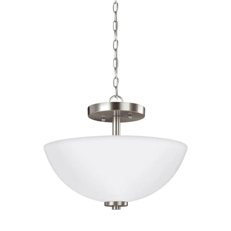 Brushed Nickel Two Light Semi-Flush Convertible Pendant from the Oslo Collection