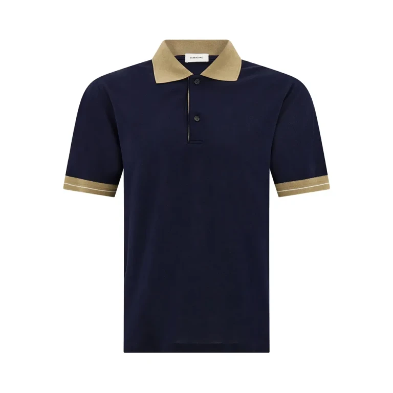Ferragamo Contrasting Stripe Short Sleeve Polo Shirt
