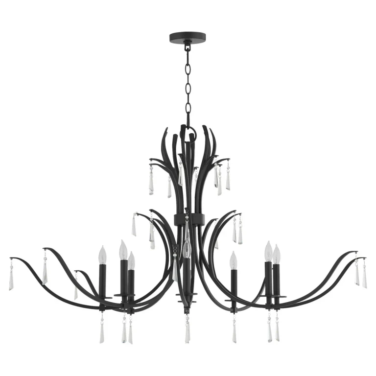 Matte Black Eight Light Chandelier from the Majesty Collection