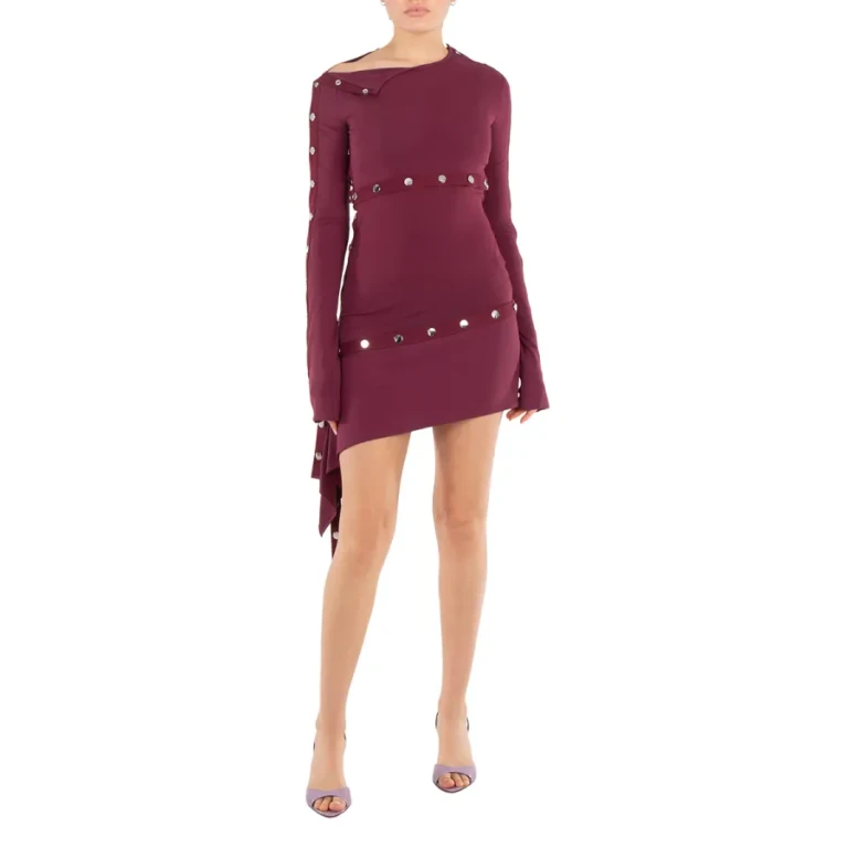 The Attico Studded Asymmetric Convertible Round Neck Dress