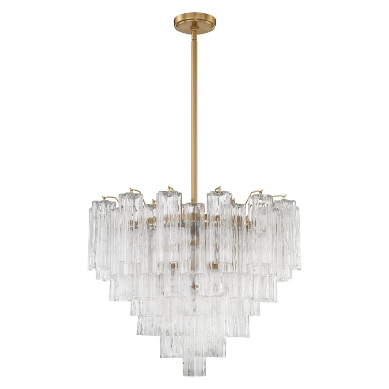 Aged Brass 12 Light Chandelier from the Addis Collection