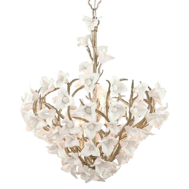Enchanted Silver Leaf Six Light Chandelier from the Lily Collection