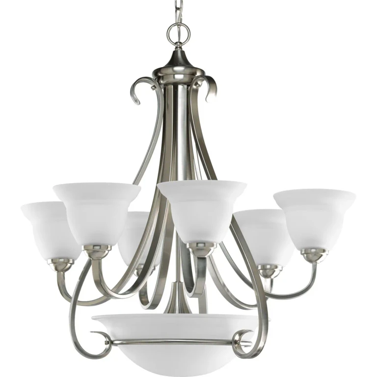 Brushed Nickel Six Light Chandelier from the Torino Collection