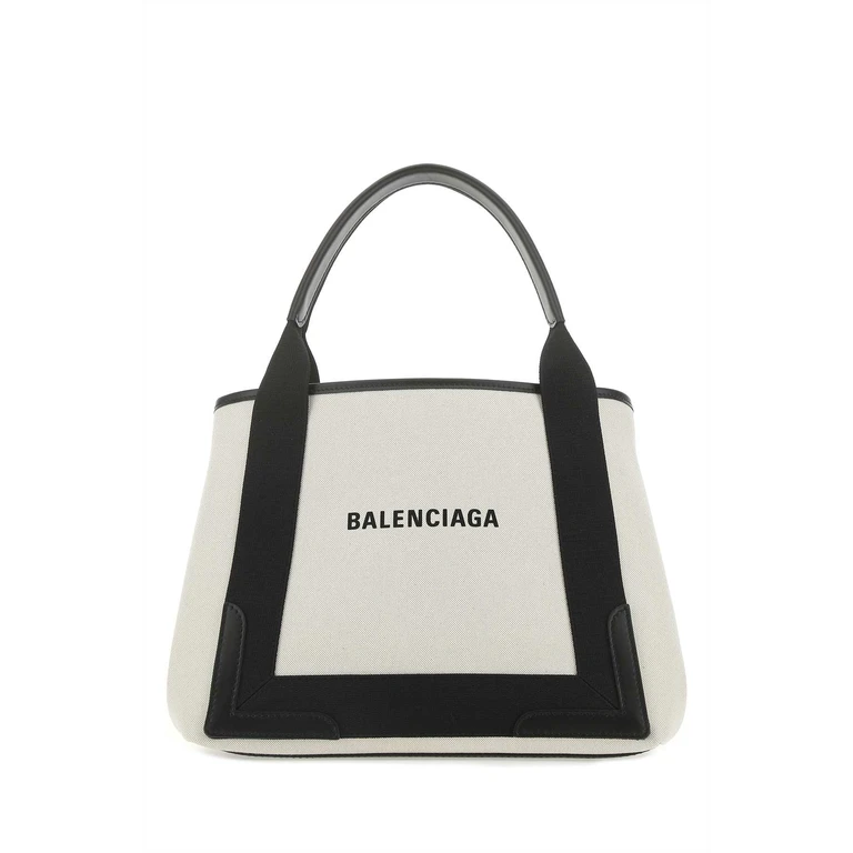 Balenciaga Black Canvas Small Cabas Navy Handbag