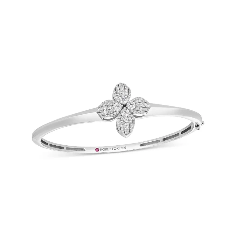 Roberto Coin 18K White Gold Love in Verona Diamond Flower Bangle Bracelet - Exclusive