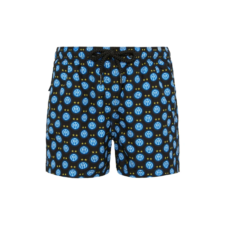 Mc2 Saint Barth Jean Lighting Lightweight Fabric Swim Shorts With Inter Logo Print Fc Special Edition Black Swimshort