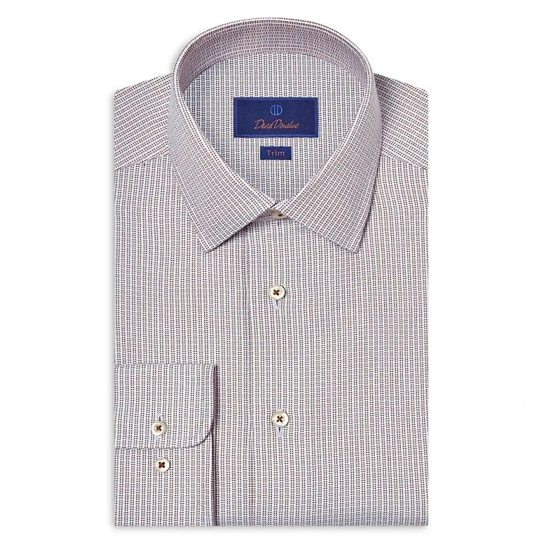 David Donahue Slim Fit Printed Dress Shirt