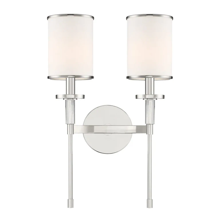 Crystorama Hatfield 2-Light 19" Wall Sconce in Polished Nickel with Crystal Accents Crystals