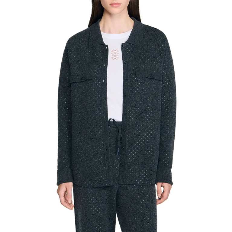 Sandro Rhinestone Cardigan