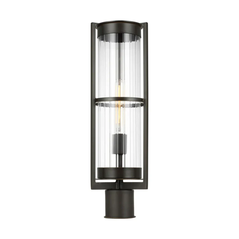 Antique Bronze One Light Outdoor Post Lantern from the Alcona Collection