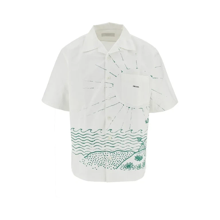 PRADA Printed cotton bowling shirt Man M