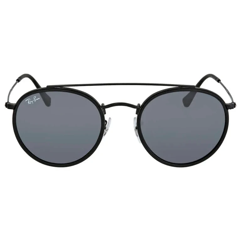 Ray Ban Round Double Bridge Blue/Gray Classic Unisex Sunglasses RB3647N 002/R5 51