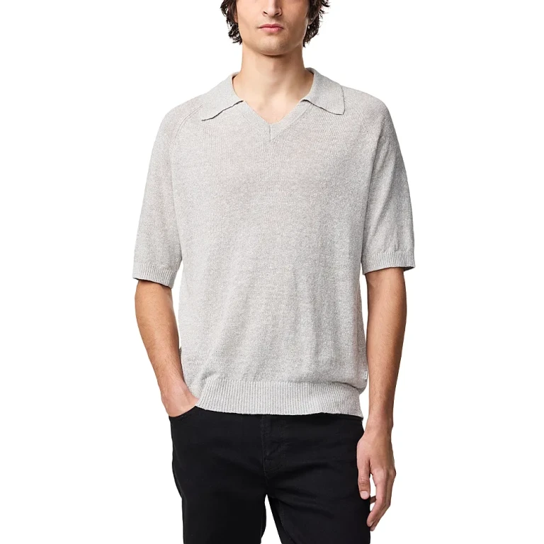 NN07 Cale 6565 Regular Fit V Neck Polo Short Sleeve Linen Sweater