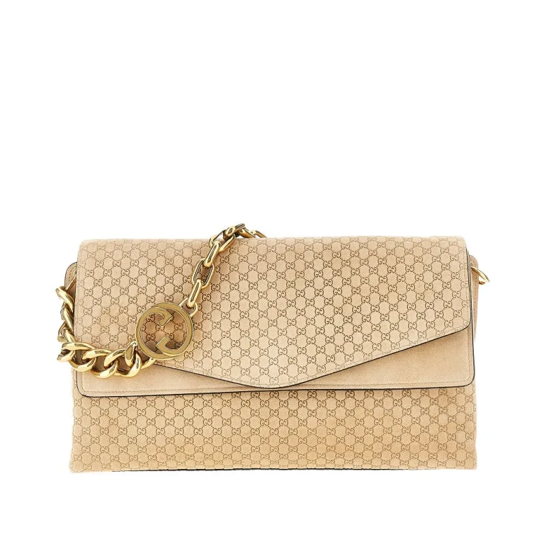 Bolsa Gucci em pele com corrente Interlocking G