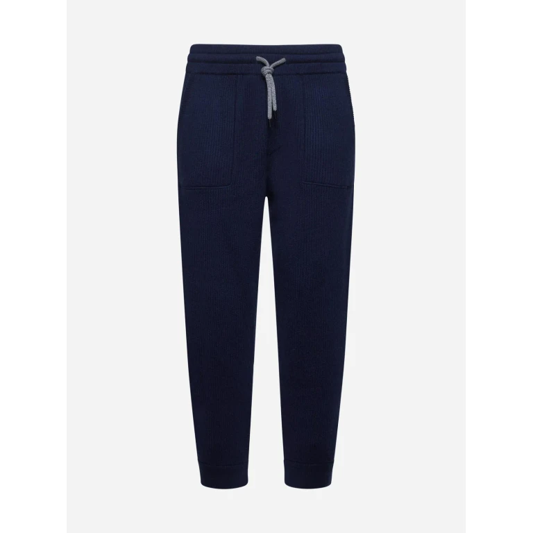 Blue Cashmere Knit Joggers