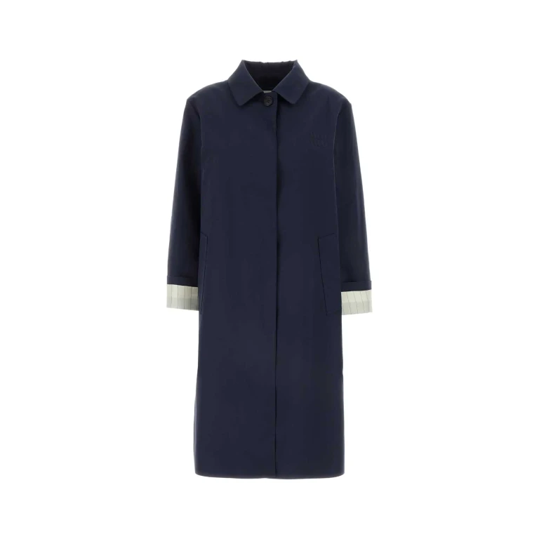 Miu Miu Navy Blue Cotton Trench Coat