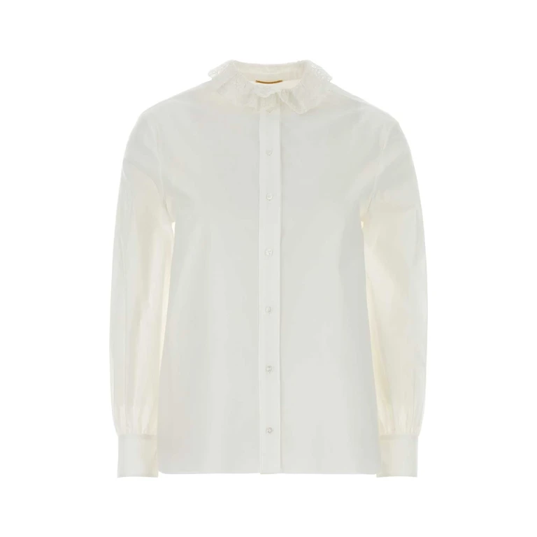 Saint Laurent White Poplin Shirt Craie Exterior: Cotton Camicie - Women