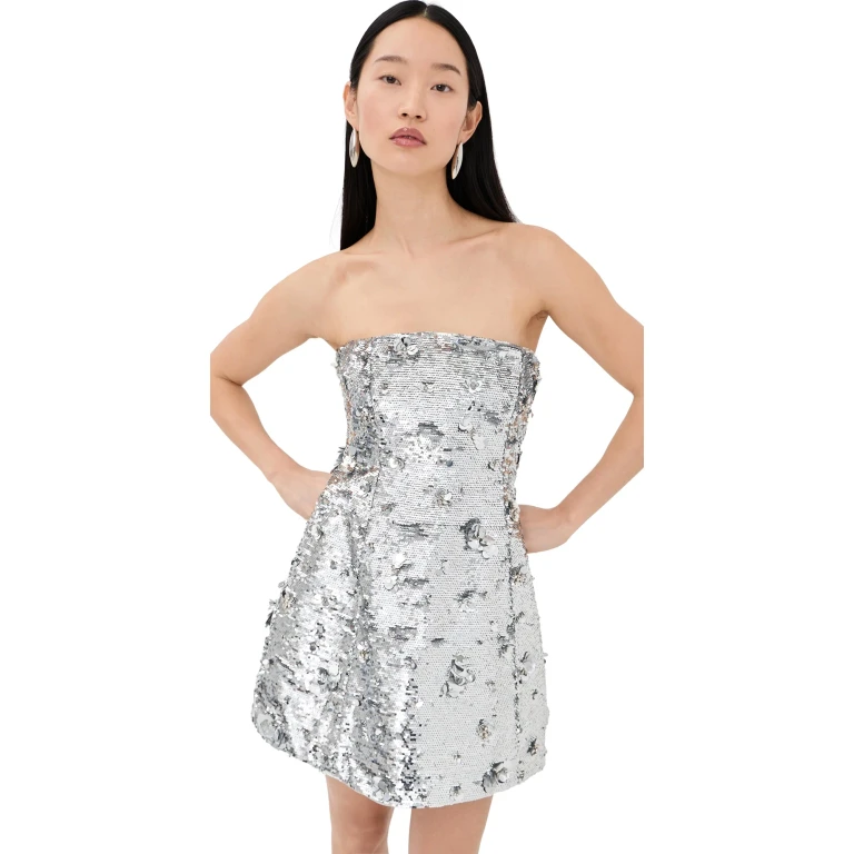 SIMKHAI Arta Bustier Mini Dress Silver 0