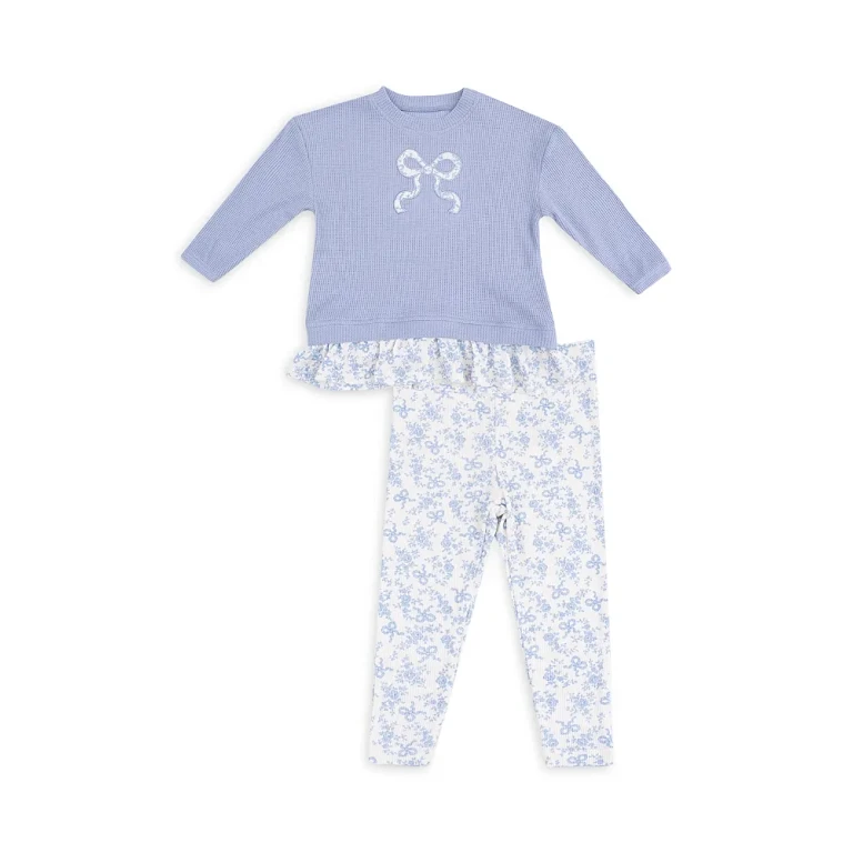 Angel Dear Girls' Romi Floral Waffle Pullover & Leggings Set - Baby, Little Kid