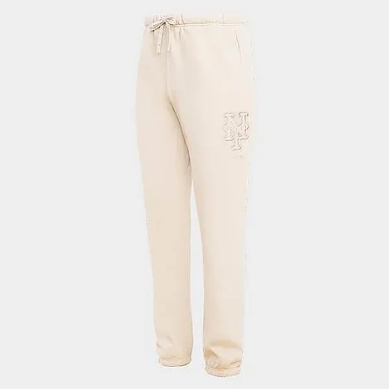 Pro Standard Men's New York Mets MLB Neutral Fleece Sweatpants in Eggshell Size: Small