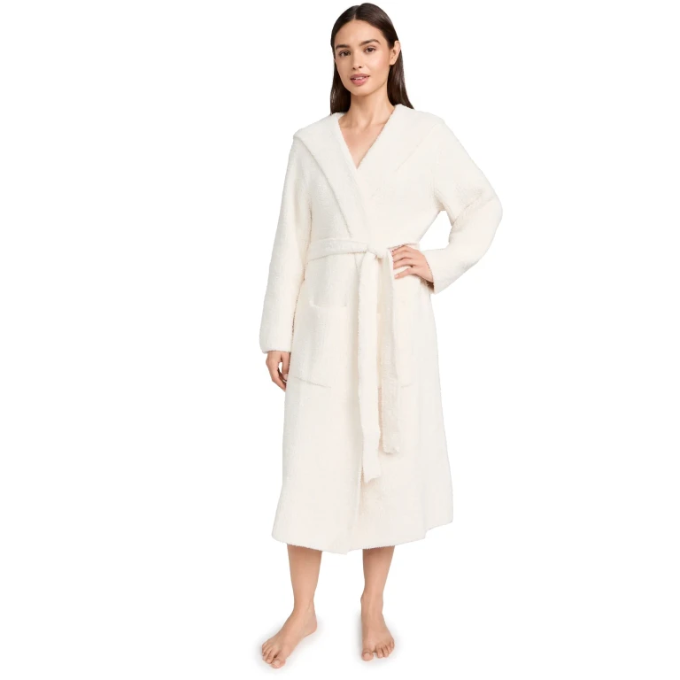 Barefoot Dreams CozyChic Ribbed Hooded Robe Carbon 1