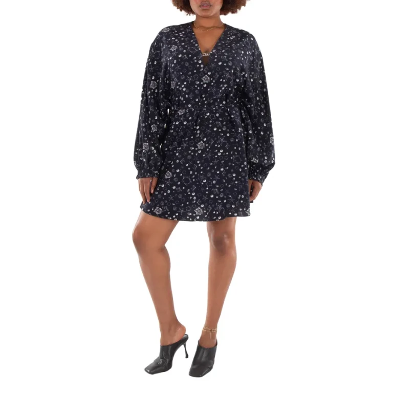 Fendi Blue Starry Sky Crepe Dress, Brand Size 42 ( US Size 6 )