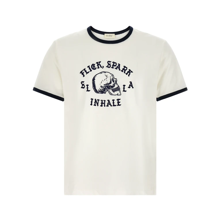 Second/Layer Flick, Spark, Inhale Ringer T-Shirt White/black Cotton - Men