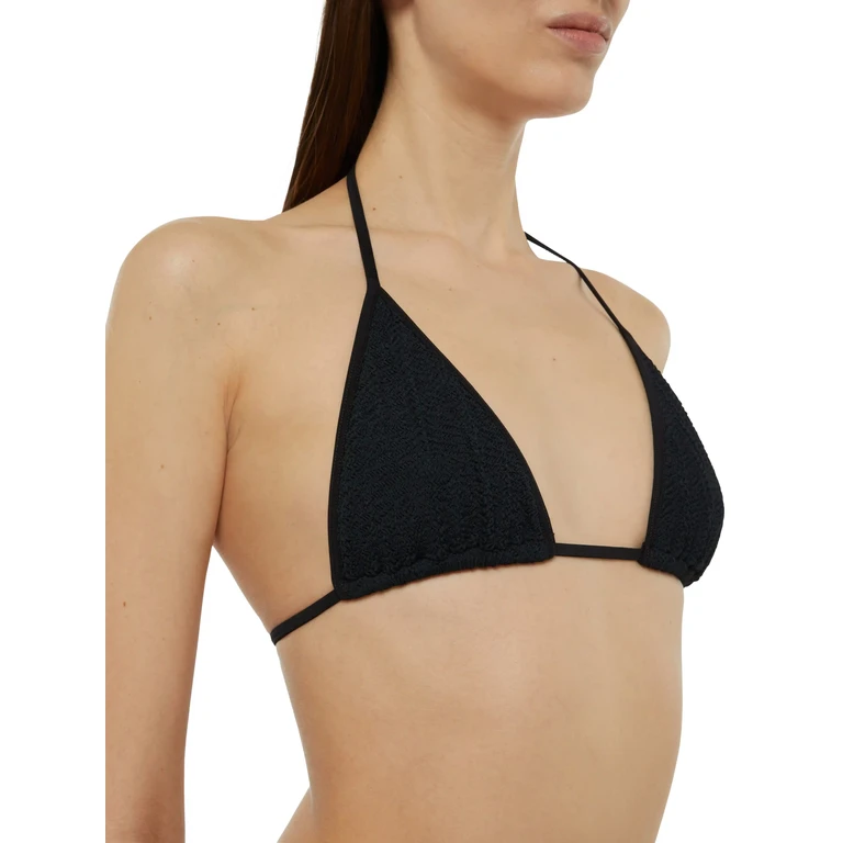 Mc2 Saint Barth Leah Black Crinkle Triangle Top - Women