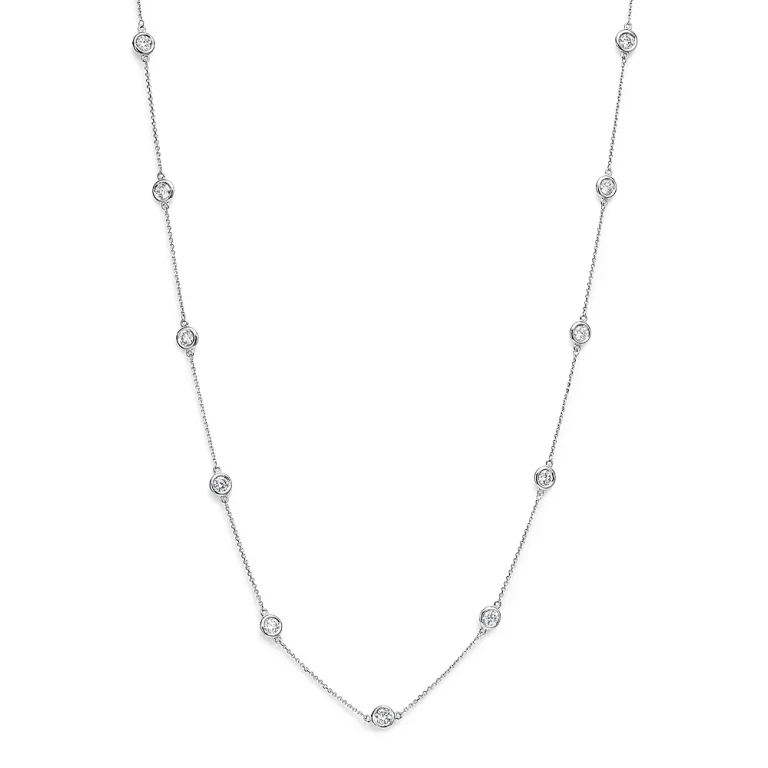 Diamond Station Necklace in 14K White Gold, 2.60 tcw