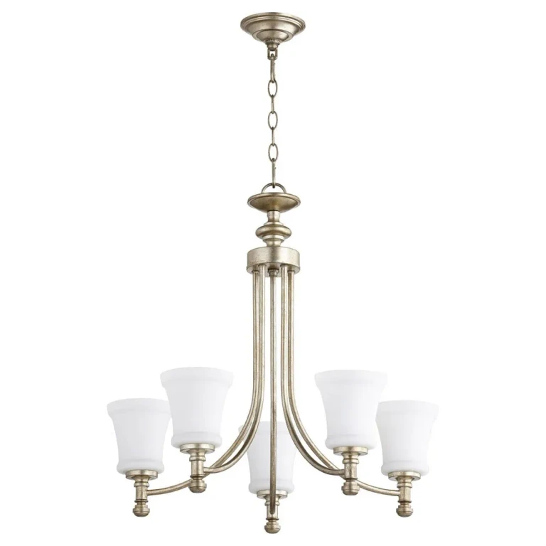 Quorum Rossington 5-Light 25" Transitional Chandelier in Aged Silver Leaf