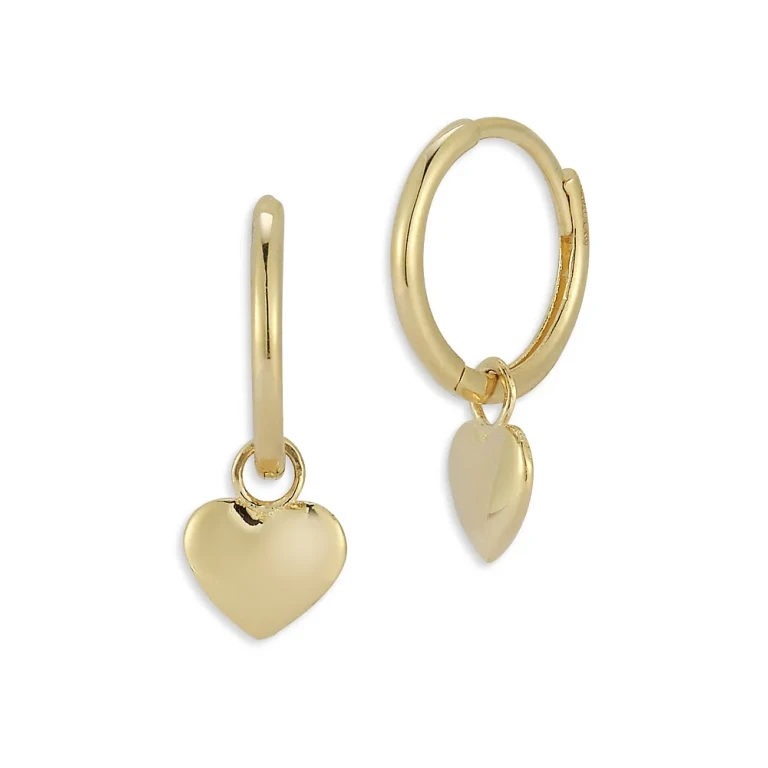 14K Yellow Gold Heart Huggie Earrings - Exclusive