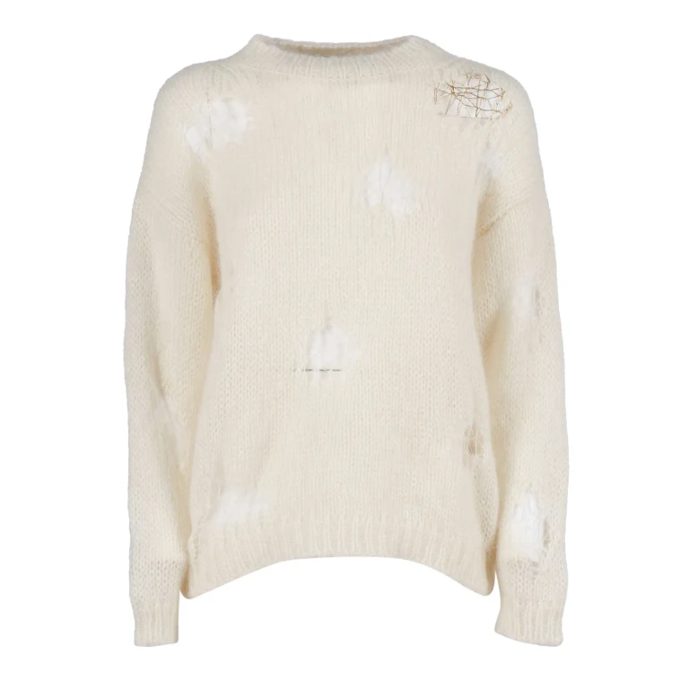 Fabiana Filippi Mohair Ripped Effect Crewneck Sweater With Gold Detail