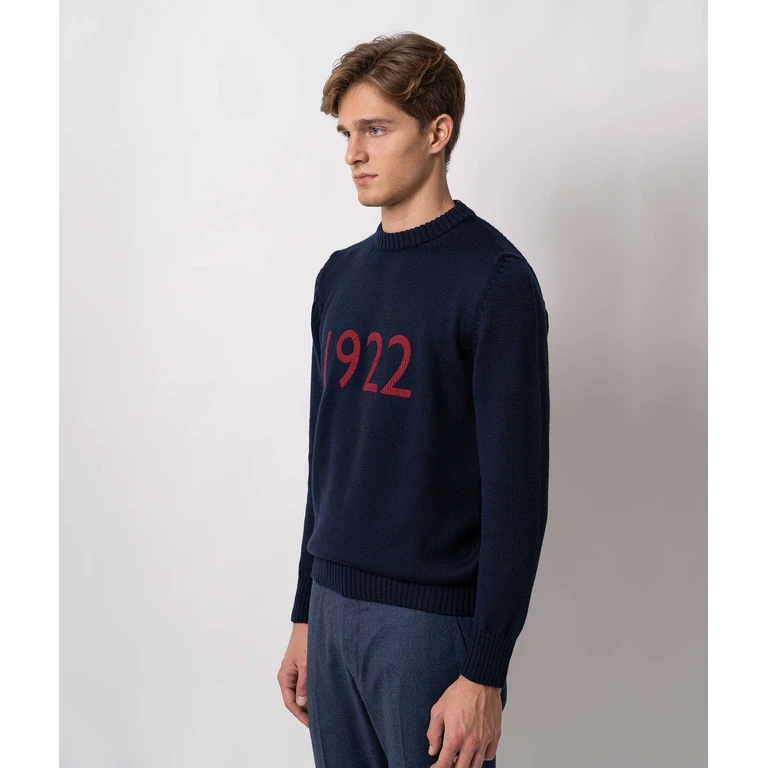 Larusmiani Crewneck Wool Sweater Special Edition 1922 Midnightblue Knitwear - Men