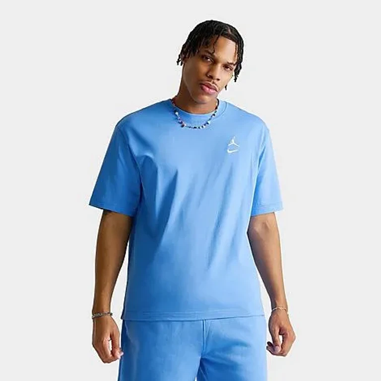 Jordan Men's Brooklyn Swoosh Logo T-Shirt in University Blue/White Size: Small