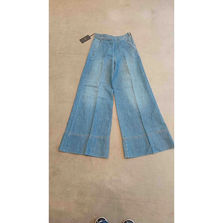 Pinko Spiaggia Panta Light Denim Blue Cotton Pant - Women