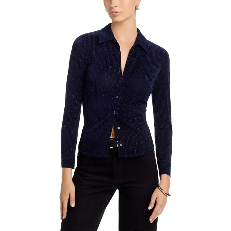 L'Agence Indiana Metallic Fitted Blouse