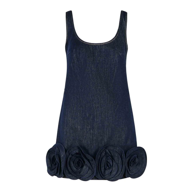 Denim 3D Flower mni dress