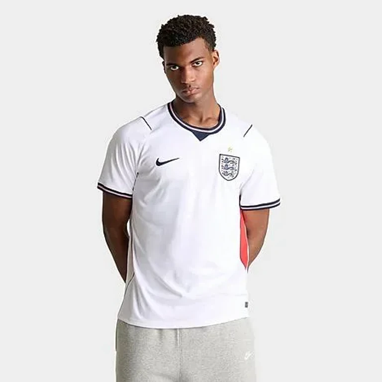 Nike Men's England 2026 Stadium Home Dri-FIT Replica Soccer Jersey in White/Speed Red/Obsidian Size: Small