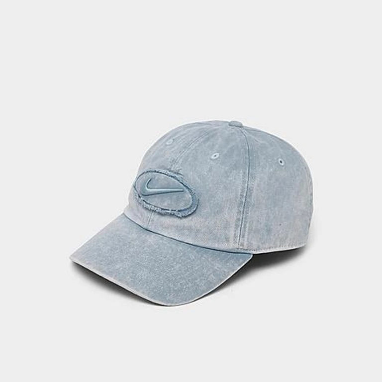 Nike Club Unstructured Denim Patch Strapback Hat in Work Blue Size: M-L