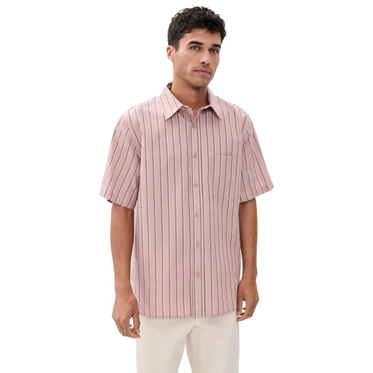 SIMKHAI Deacon Oversized Shirt Blue Multi Stripe L