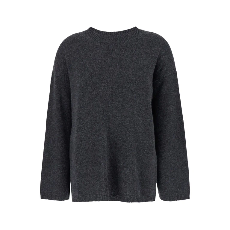 Allude Grey Relaxed Crewneck Sweater In Cashmere Woman