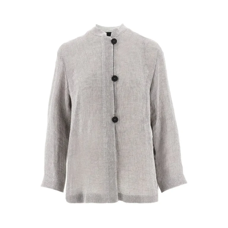 EMPORIO ARMANI Linen-blend gauze jacket Woman 40