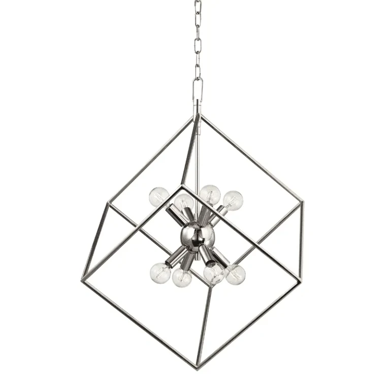 Roundout 8-Light 28" Pendant Light in Polished Nickel