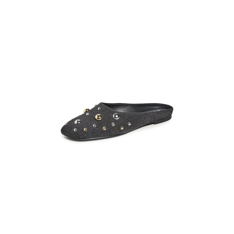3.1 Phillip Lim ID Flat Mules with Dome Embellishments Black 36