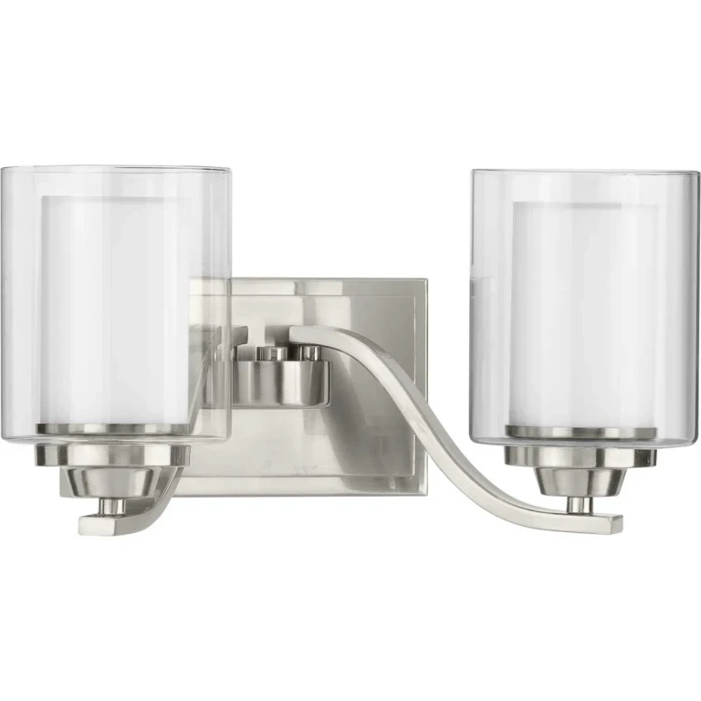 Brushed Nickel Two Light Bath from the Kene Collection