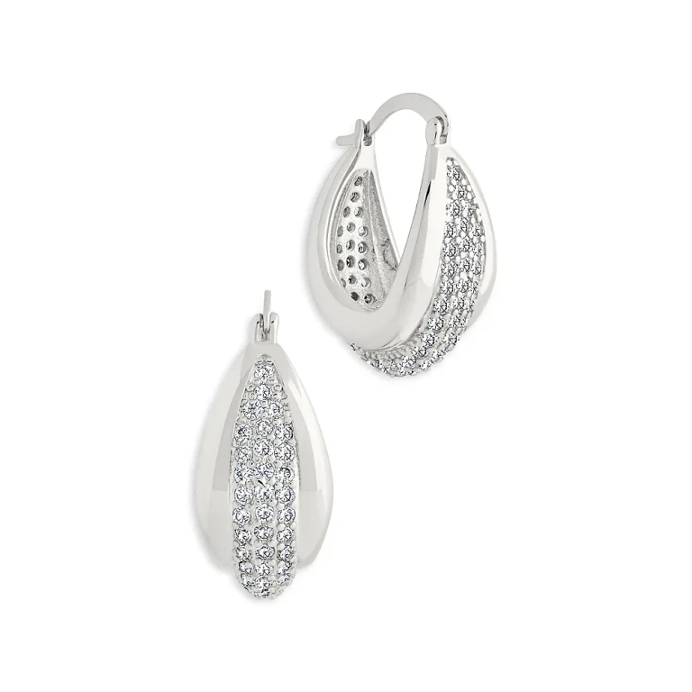 Sterling Forever Philina Cubic Zirconia Hoop Earrings