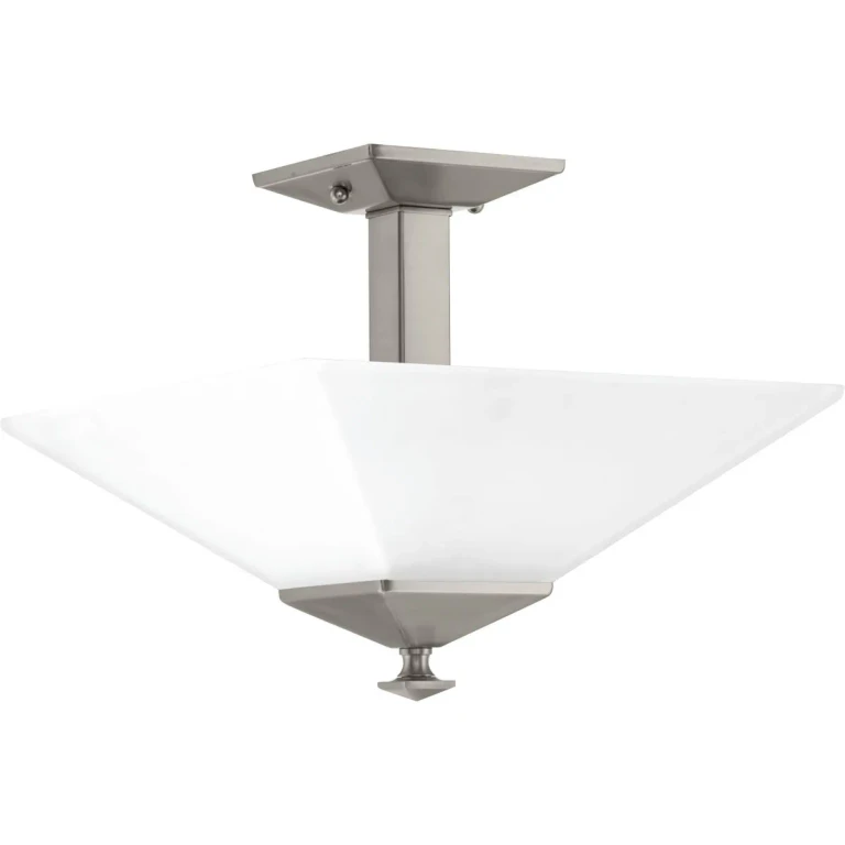 Brushed Nickel Two Light Semi Flush Mount from the Clifton Heights Collection